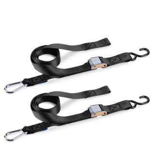 Tie-Down Belt w S- and Snap Hook, 200 x 4 cm, 2 pcs