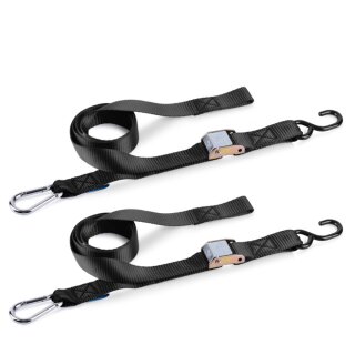 Tie Down Belt with S-Hook & Snap Hook, 200 cm, 2 pcs