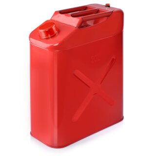 Gasoline can stainless steel, vertical, red, 20 liters