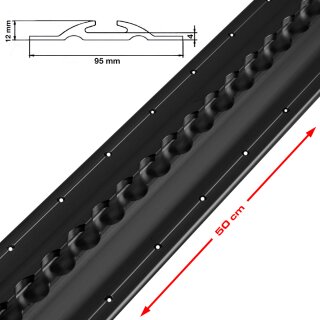 Airline Schiene, 50 cm lang, schwarz eloxiert, extrabreit