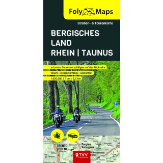 FolyMaps Bergisches Land - Rhein - Taunus  - Straßen- und Tourenkarte 1:250 000