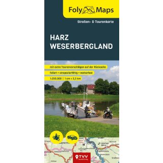 FolyMap Harz Weserbergland - Straßen- und tour map 1:250 000