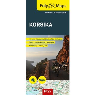 FolyMaps Karte Korsika - Straßen- und Tourenkarte 1:250 000