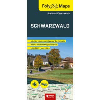 FolyMaps Karte schwarzwald  - Straßen- und Tourenkarte 1:250 000