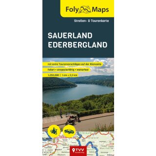 FolyMap Sauerland Ederbergland  - Straßen- und Tourenkarte 1:250 000
