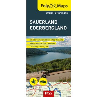 FolyMaps Sauerland Ederbergland  - Straßen- und Tourenkarte 1:250 000