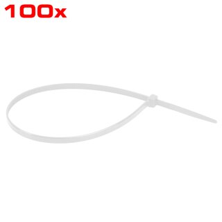 Kabelbinder 200 mm in Weiß, 100 Stück Beutel