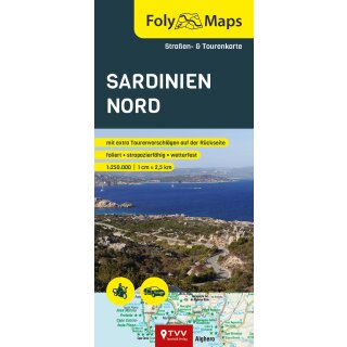 FolyMaps Sardinien Nord - Straßen- und Tourenkarte 1:250 000