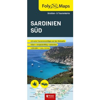 FolyMap Sardinien Süd - Straßen- und Tourenkarte 1:250 000