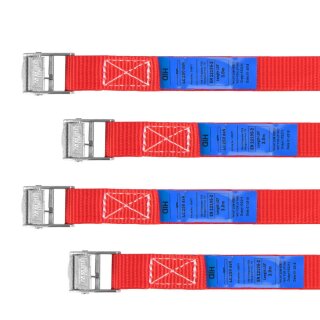 Tie-Down Belts, 300 cm, 4 pcs, red